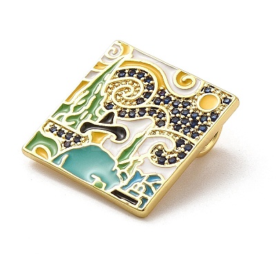 Brass Micro Pave Cubic Zirconia Pendants with Enamel KK-H458-07G-02-1