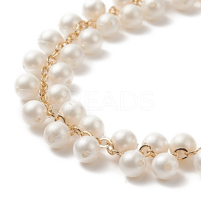 Shell Pearl Round Beaded Charm Bracelet BJEW-TA00219-1