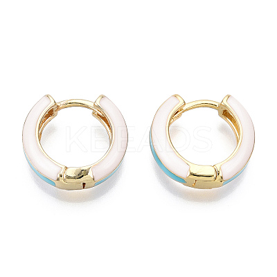 Brass Huggie Hoop Earrings LS-EJEW-S209-07C-1