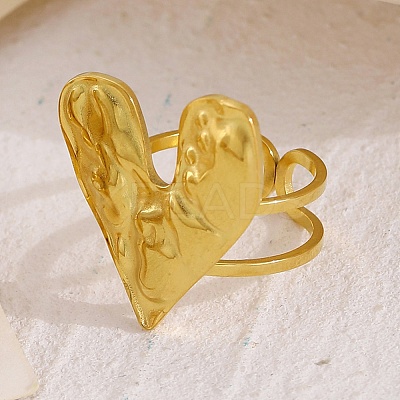 Adjustable 304 Stainless Steel Cuff Rings for Women LS-RJEW-V004-04G-1