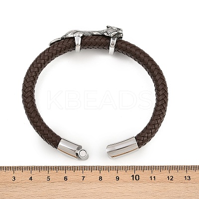 11.5MM Microfiber Leather Braided Cord Leopard Bracelets BJEW-H631-02AS-02-1