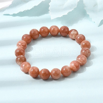 10MM Natural Sunstone Round Beaded Stretch Bracelets for Women GG-CBA3F02-11B-1
