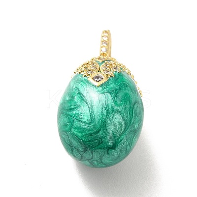 Rack Plating Brass Micro Pave Cubic Zirconia Enamel Pendants KK-M230-10G-1