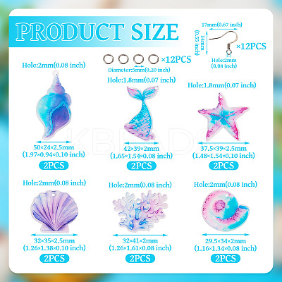 DIY Ocean Themed Acrylic & Stainless Steel Dangle Earring Jewelry Kits DIY-TA0010-53-1