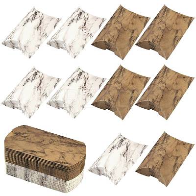 30Pcs 2 Styles Marble Printed Paper Pillow Gift Boxes CON-FS0001-21A-1
