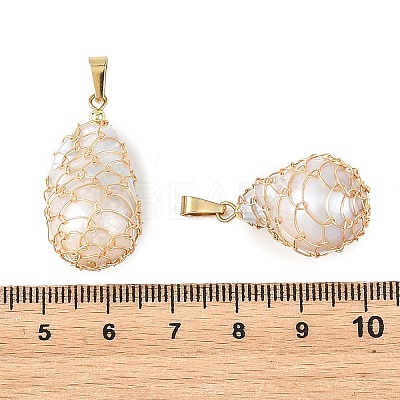 Natural Baroque Keshi Pearl Wire Wrapped Pendants PALLOY-JF05993-1