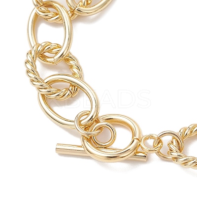 Brass Textured Oval Link Chain Bracelets for Women BJEW-JB12577-1