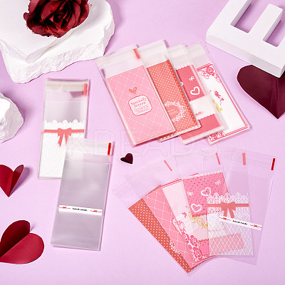 120Pcs 6 Styles Valentine's Day Rectangle Plastic Cellophane Bags OPC-TA0001-06-1