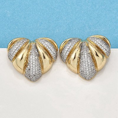 Brass Micro Pave Clear Cubic Zirconia Stud Earrings for Women EJEW-G430-02GP-1