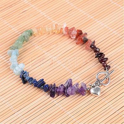 Gemstone Chip Beaded Anklets AJEW-AN00151-1