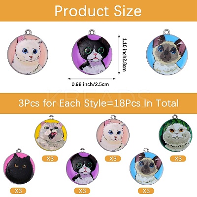 18Pcs 6 Style Printed Alloy Pendants ENAM-SZ0004-08-1