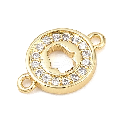 Brass Pave Clear Cubic Zirconia Donut Links Connector Charms KK-L251-09G-02-1