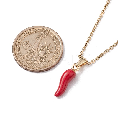 Alloy Enamel Italian Horn Pendant Necklaces NJEW-JN04728-1