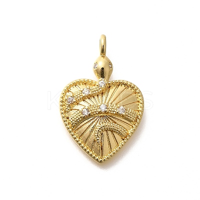 Rack Plating Brass Micro Pave Cubic Zirconia Pendants KK-M296-07G-1
