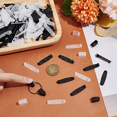 200Pcs 2 Colors Badge Strap Clip Key Chain Connector Plastic Keychain Clip for Card Holder FIND-OC0002-90-1