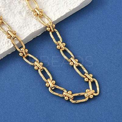 Ion Plating(IP) 304 Stainless Steel Oval Links Necklace for Women NJEW-B107-07G-01-1