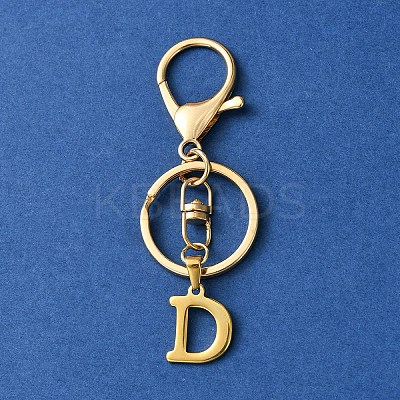 304 Stainless Steel Initial Letter Charm Keychains KEYC-YW00005-04-1