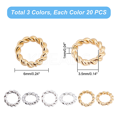 60Pcs 3 Colors Brass Soldered Closed Jump Rings KK-GA0001-26-1