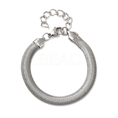 304 Stainless Steel Herringbone Chains Bracelets for Women BJEW-P361-01P-1