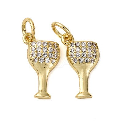 Brass Micro Pave Clear Cubic Zirconia Charms KK-P308-82G-1