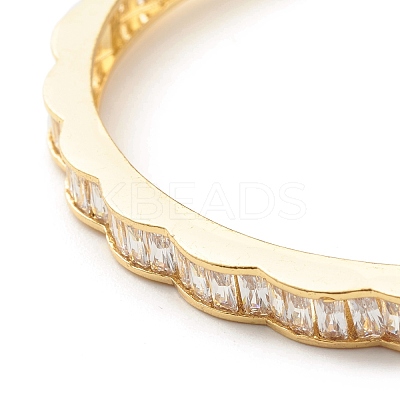 Clear Cubic Zirconia Wave Hinged Bangle BJEW-B054-17G-1