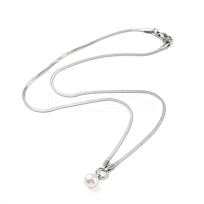 304 Stainless Steel with Plastic Bead Necklaces NJEW-Q335-02B-P-1