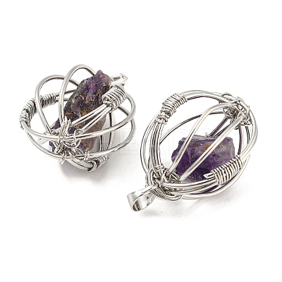 Natural Amethyst Pendants G-H293-03P-04-1