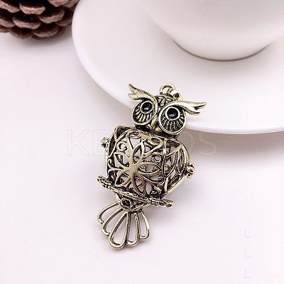 Brass Bead Cage Pendants FIND-PW0008-05AB-1