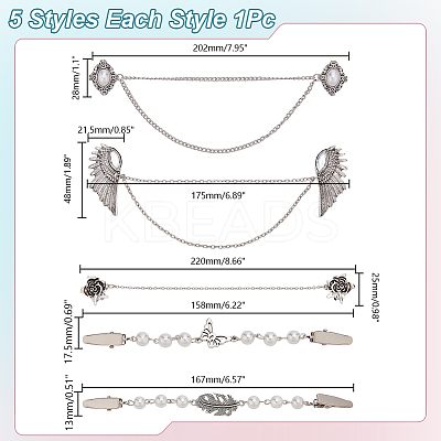 5Pcs 5 Styles Alloy Cardigan Clips AJEW-AR0004-96-1