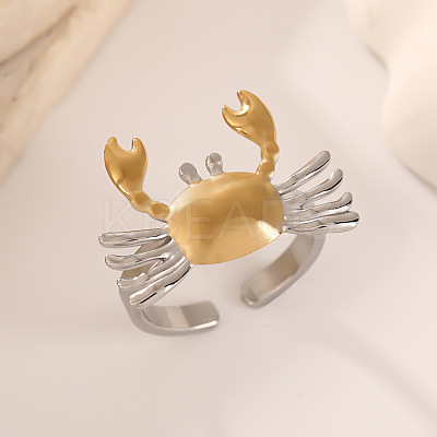 Adjustable 201 Stainless Steel Cuff Open Rings for Women LS-RJEW-B156-02GP-02-1