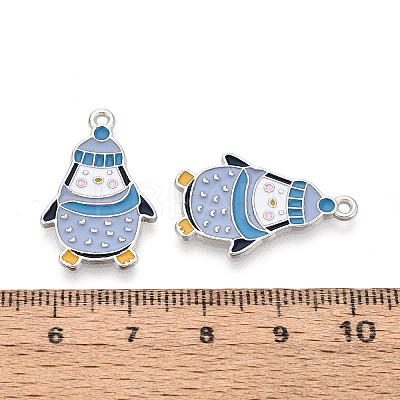 Rack Plating Alloy Enamel Penguin Pendants ENAM-T024-76A-P-1