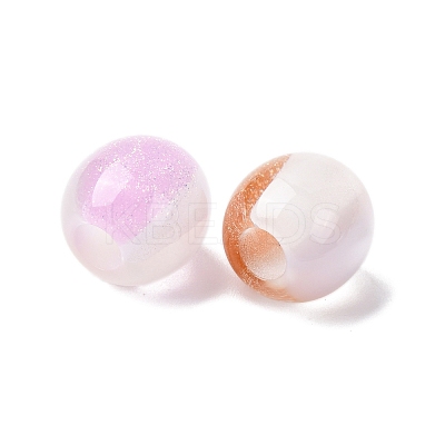 Opaque Resin with Glitter Powder European Beads RESI-G119-04-1