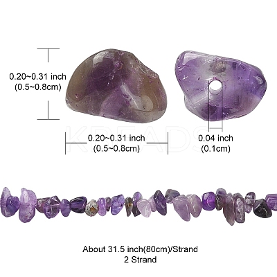 Natural Amethyst Chip Beads Strands G-YW0002-09-1