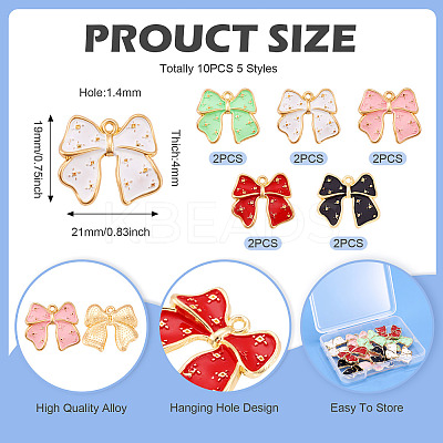 10Pcs 5 Colors Spray Painted Alloy Pendants FIND-TA0005-16-1