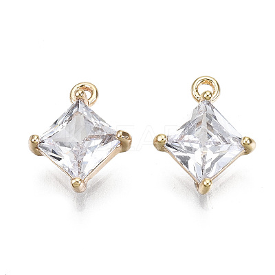Brass Micro Pave Clear Cubic Zirconia Charms KK-T056-65G-NF-1