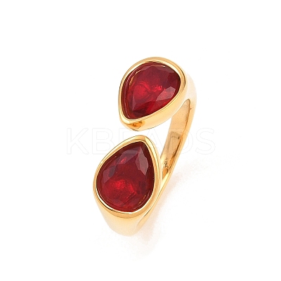 304 Stainless Steel with Glass Cuff Open Rings RJEW-Z125-03G-02-1