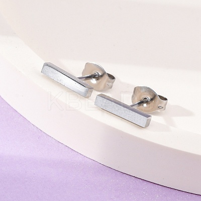Tarnish Resistant Cuboid 304 Stainless Steel Stud Crawler Earrings EJEW-O052-45P-1