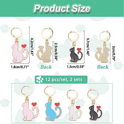 Alloy Enamel Cat Charm Locking Stitch Markers HJEW-PH01711-1