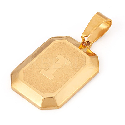 1Pc Stainless Steel Rectangle with Letter Pendants NJEW-TA0001-22I-1