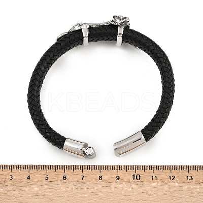 11.5MM Microfiber Leather Braided Cord Leopard Bracelets BJEW-H631-02AS-01-1