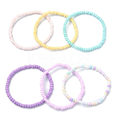 6Pcs 6 Color Glass Seed Beaded Stretch Bracelets Set BJEW-JB09509-1