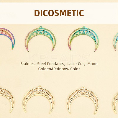8pcs 2 color Ion Plating(IP) 201 Stainless Steel Pendants STAS-DC0006-19-1