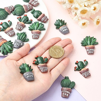 30Pcs 6 Styles Opaque Resin Plants Cabochons CRES-CJ0001-55-1