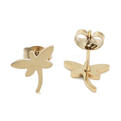 PVD Vacuum Plating 304 Stainless Steel Stud Earrings for Women EJEW-A048-25G-1