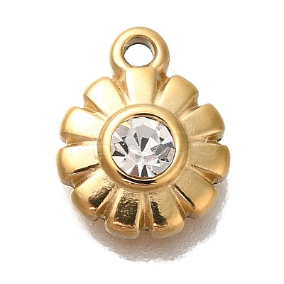 Ion Plating(IP) 304 Stainless Steel Rhinestone Charms STAS-P371-068G-1