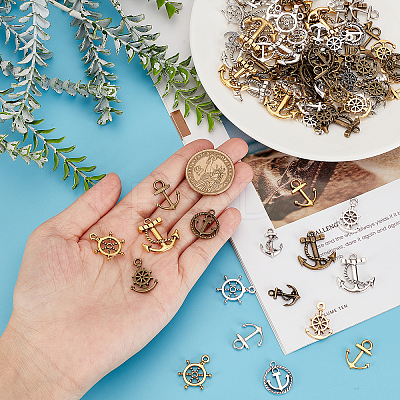 90Pcs 15 Style Tibetan Style Alloy Pendants TIBEP-SC0002-15-1
