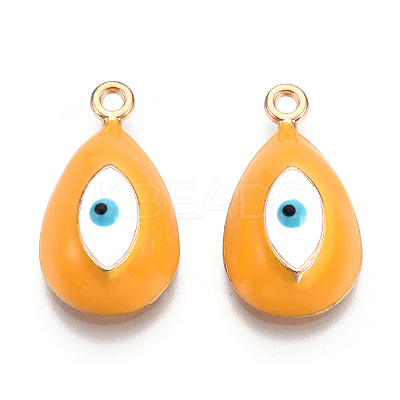 Rack Plating Light Gold Tone Alloy Enamel Pendants LS-PALLOY-T077-230E-1