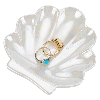 Shell Shape Ceramics Jewelry Plate AJEW-WH0606-41A-1