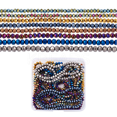 16 Strands 8 Colors Electroplate Transparent Glass Beads Strands EGLA-CD0001-04-1