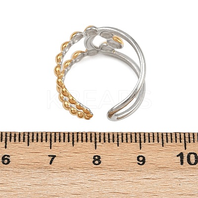 304 Stainless Steel Double Color Cuff Rings RJEW-S635-01GP-16-1